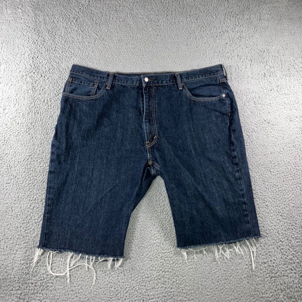 Levi's 559 Denim Shorts 46 Dark Wash‎ Blue Cutoff Jorts Raw Hem 90s Baggy Fit 44
